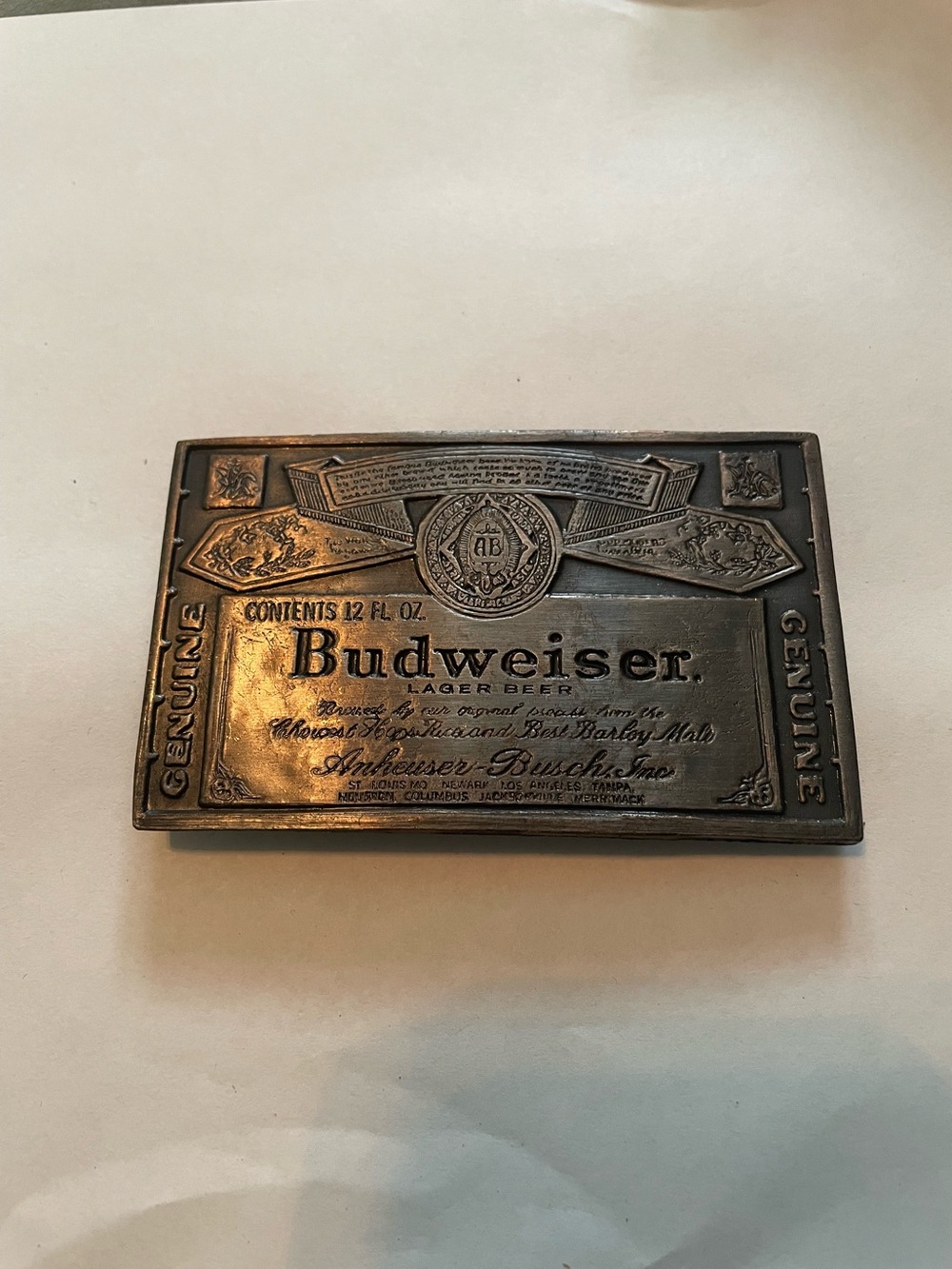 Budweiser Vintage 80s brass belt buckle